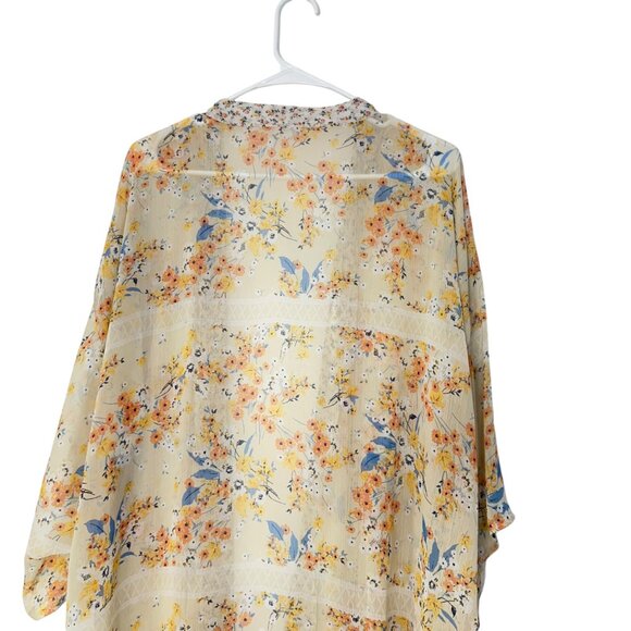 Band Of Gypsies Women Open Front Floral Kimono Cardigan SZ XS/S 100% Polyester - Picture 8 of 11